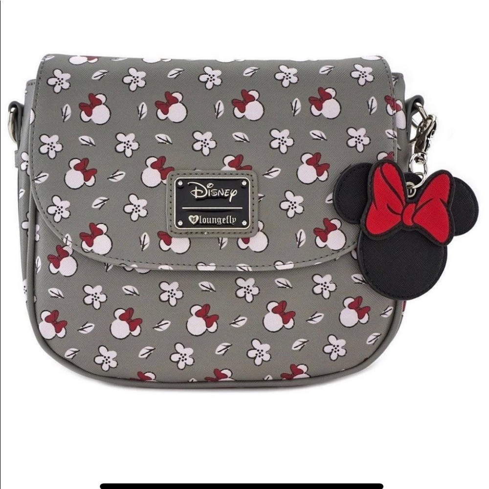 Loungefly Minnie Mouse Gray Print Crossbody Purse